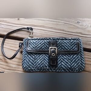 Coach Vintage Tweed Wrislet Wool Blue & Black